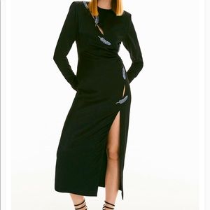 Zara Black Leaf Satin Effect Cocktail Dress XS NWT